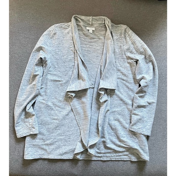 Pure Jill Gray Open Front Water-fall Knit Cardigan Size S - Picture 3 of 12